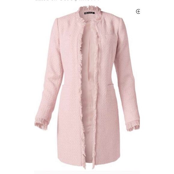 Venus Women Jacket Size 12 Pink Tweed -Open Front - Picture 1 of 16
